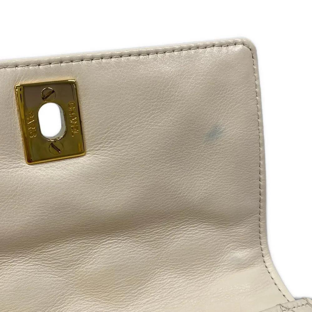 Chanel Matelasse Shoulder Bag Cream Gold
